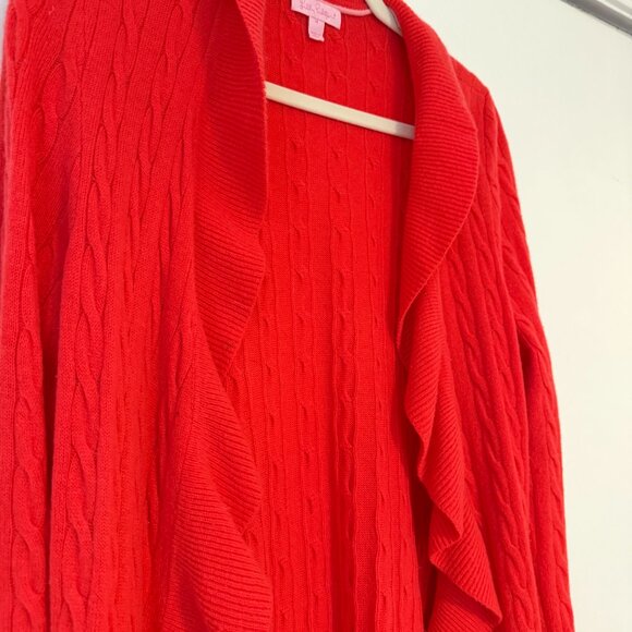 Lilly Pulitzer Cashmere Everglades Cable Sweater Coat in Red Size M - Picture 6 of 9